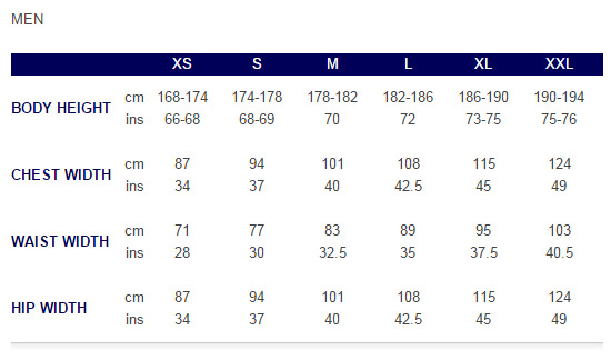 Asics Mens Clothing Size Guide
