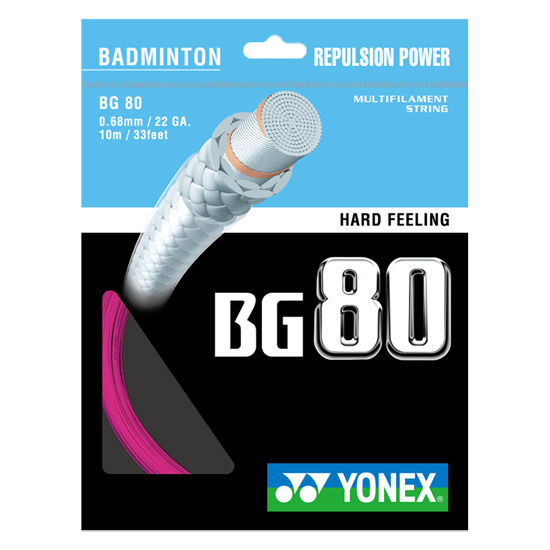 Yonex BG 80 Badminton String (10m Set) Neon Pink